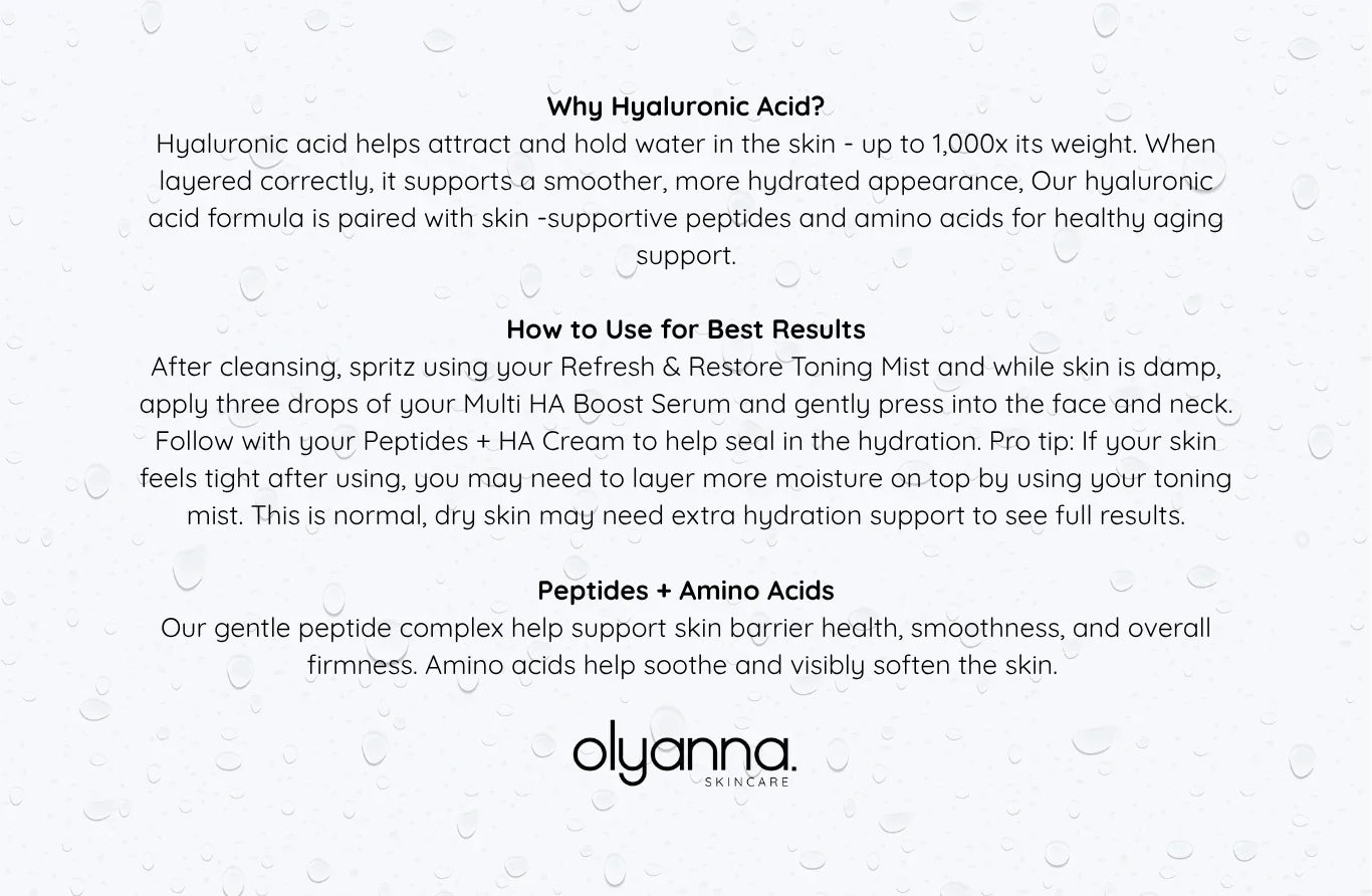 Olyanna skincare product description with text on a white background
