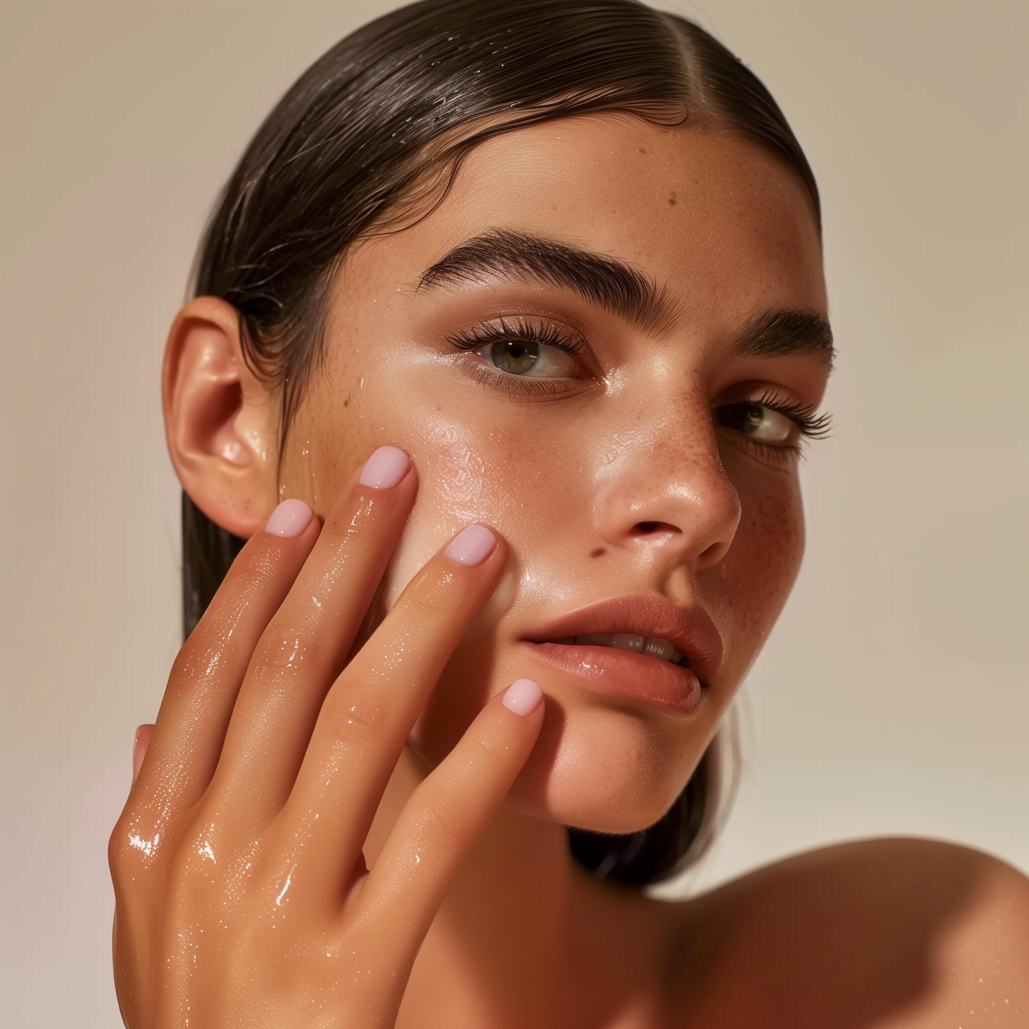 Woman posing with hand on her face