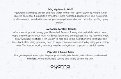 Olyanna skincare product description with text on a white background