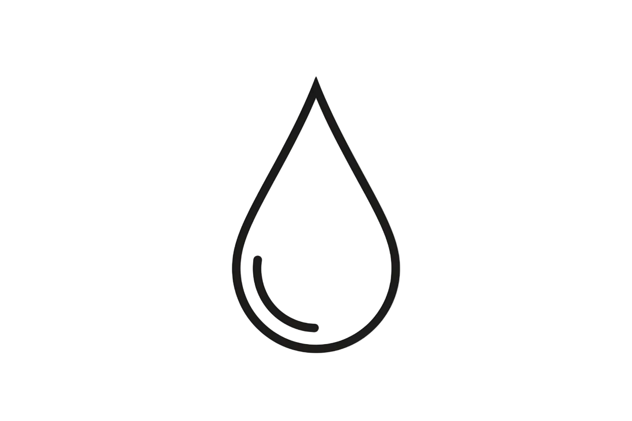 black outline of a water drop icon